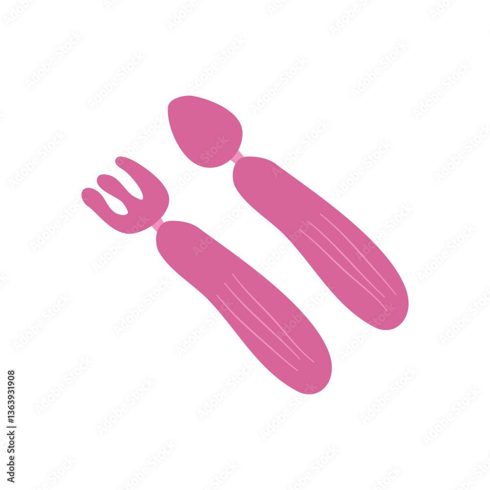 Purple fork and spoon flat design set, minimalist kitchen utensils on white background for your kitchen design. Modern purple cutlery set, fork and spoon icon in flat style, cooking equipment Purple fork and spoon flat design set, minimalist kitchen utensils on white background for your kitchen design. Modern purple cutlery set, fork and spoon icon in flat style, cooking equipment
