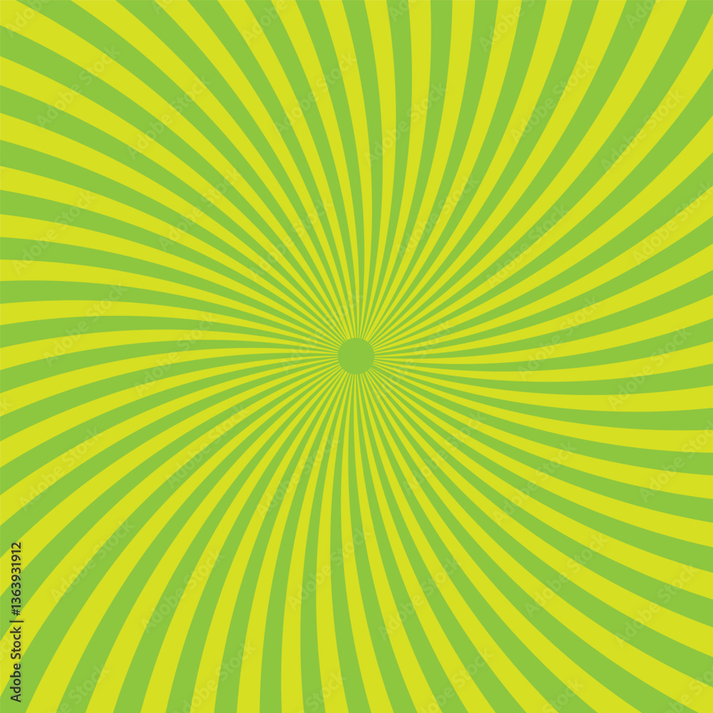 Fototapeta premium Spiral abstract pattern. Yellow green swirl. Hypnotic motion effect. Vector backdrop.