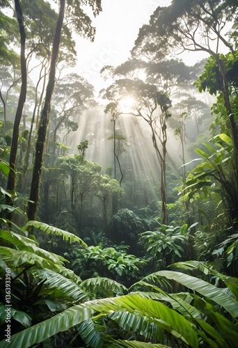 Sunlit Rainforest Canopy and Undergrowth