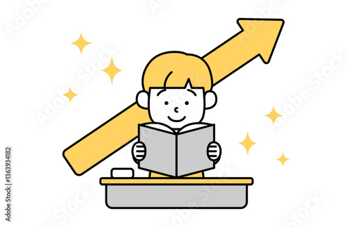 成績アップした男の子のベクターイラスト 授業 勉強 テスト 宿題 