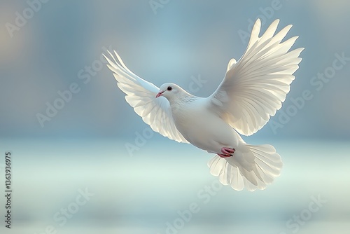 Wallpaper Mural White Dove in Flight, Soft Light, Outdoors Torontodigital.ca