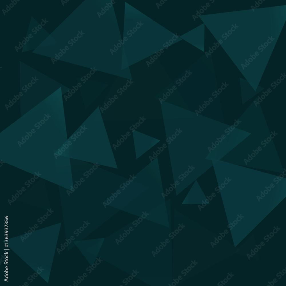 Dark teal geometric triangles floating on dark background, abstract design, modern illustration Dark teal geometric triangles floating on dark background, abstract design, modern illustration