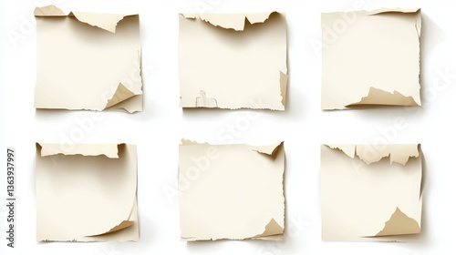 Wallpaper Mural Note sheet. Realistic color notepad page with torn edges, blank office stationery sticky memo paper mockup. Vector notice sticker set Torontodigital.ca