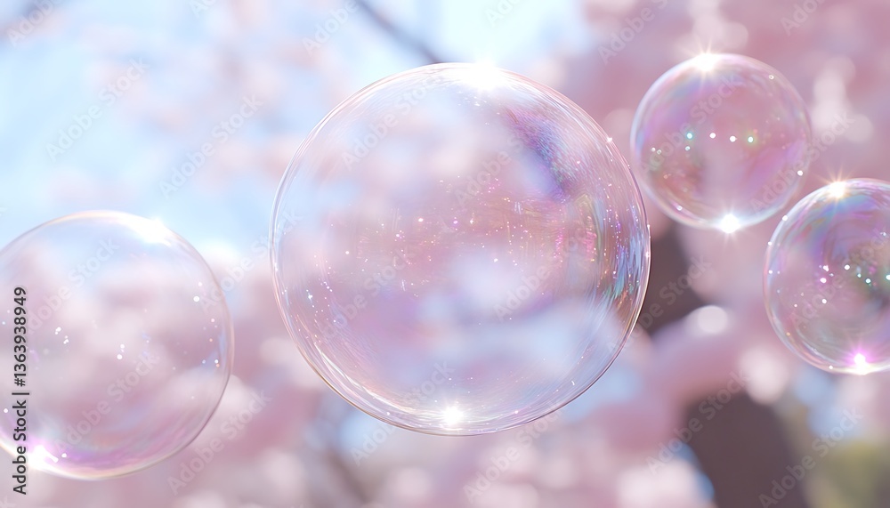 Floating Bubbles, Cherry Blossoms, Spring Day Floating Bubbles, Cherry Blossoms, Spring Day