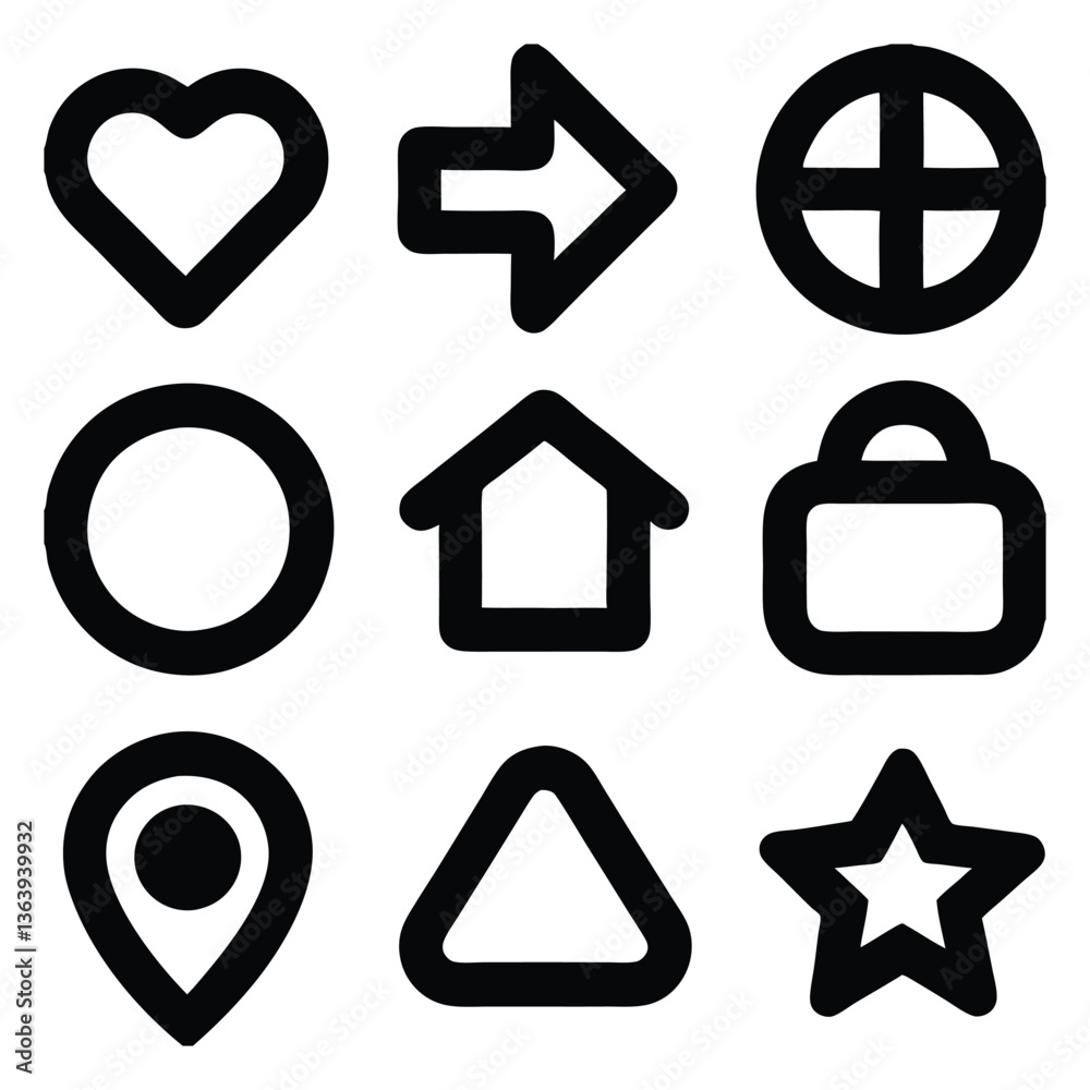 Heart, Right Arrow, Globe, Home, Location, Star Icons Set for Web and App Interface Design Heart, Right Arrow, Globe, Home, Location, Star Icons Set for Web and App Interface Design