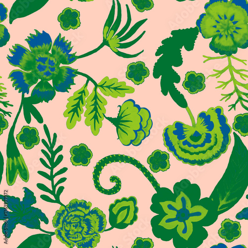 Tropical pattern, floral, leaves. Digital print in Repeat (rapport), Resolution 300 DPI, ideal for fashion, decoration and stationery.