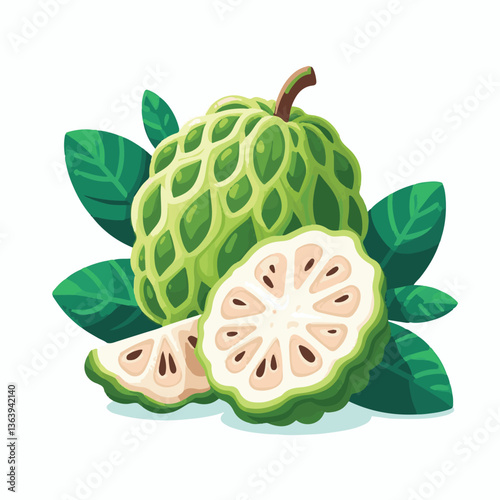 food, fruit, sweet, cherimoya, green, fresh, tropical, organic, ripe, healthy, annona, exotic, custard, background, isolated, white, raw, diet, half, custard apple, natural, delicious, seed, dessert, 