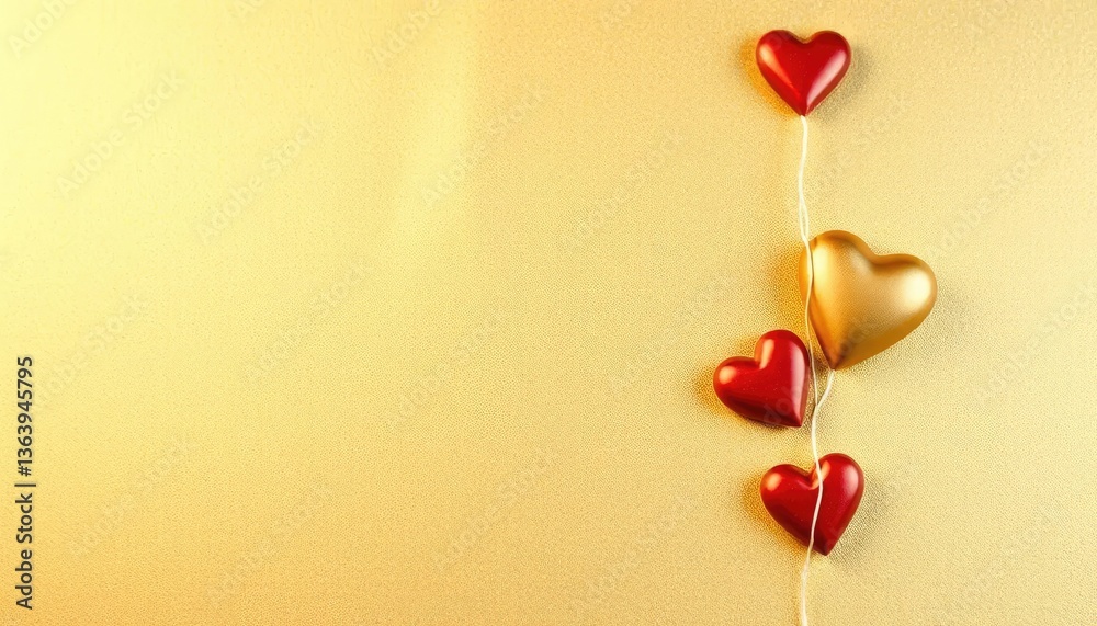 Fototapeta premium Gold and Red Hearts