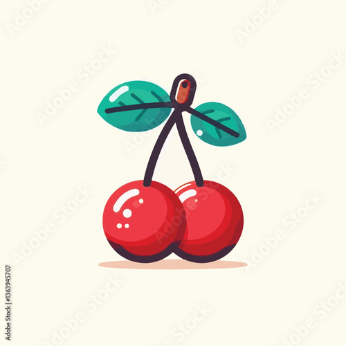 sweet, cherry, berry, fruit, food, red, cherries, leaf, juicy, illustration, fresh, background, vector, cute, summer, organic, green, design, isolated, nature, print, natural, art, vintage, vitamin, d