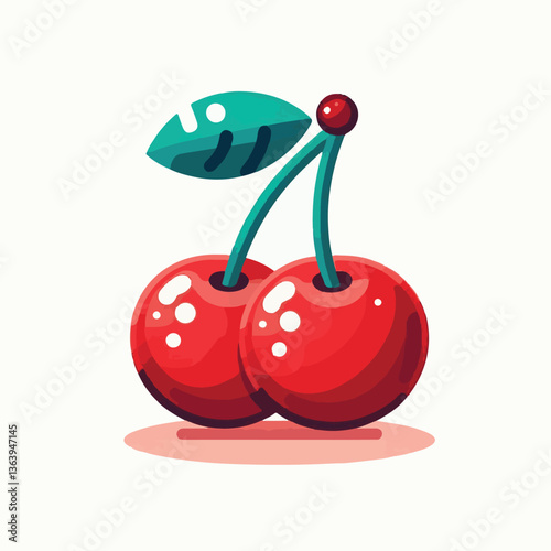 sweet, cherry, berry, fruit, food, red, cherries, leaf, juicy, illustration, fresh, background, vector, cute, summer, organic, green, design, isolated, nature, print, natural, art, vintage, vitamin, d