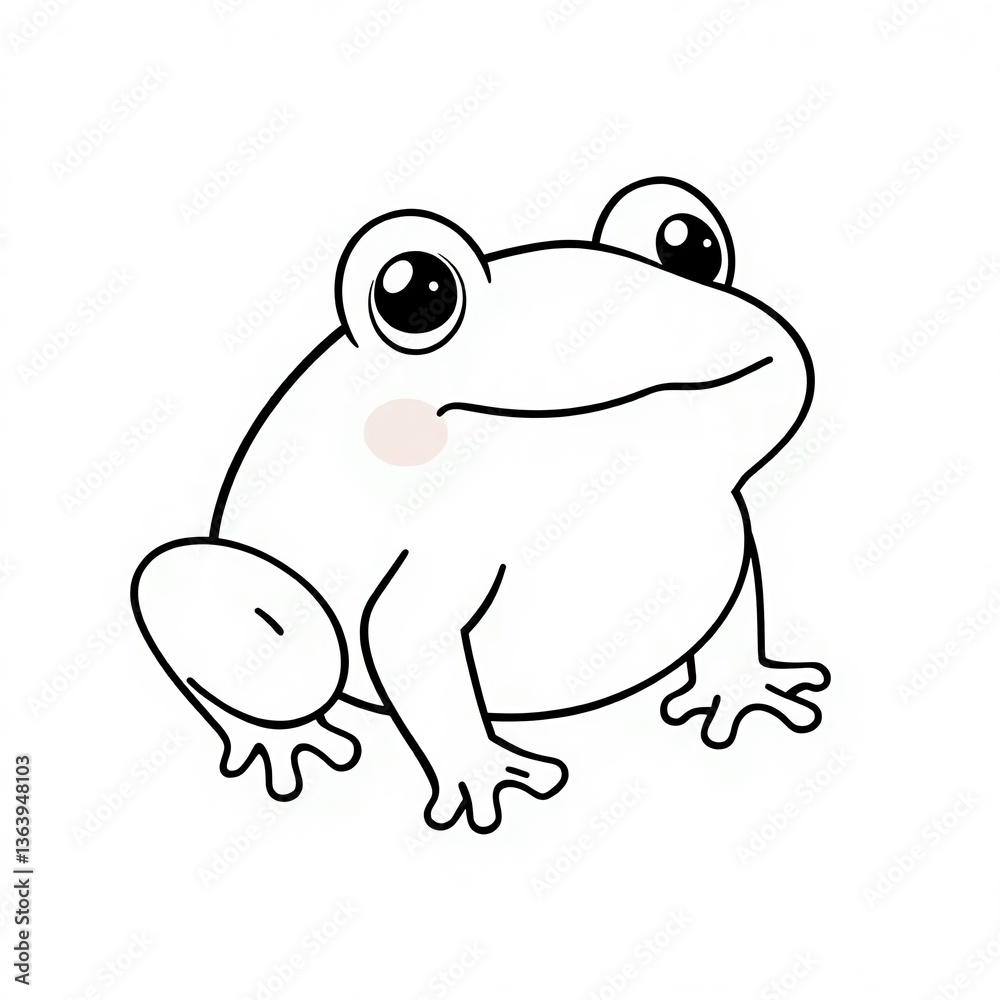 Adorable Cartoon Frog Illustration Simple Line Art Design Adorable Cartoon Frog Illustration Simple Line Art Design