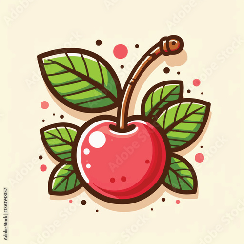 sweet, cherry, berry, fruit, food, red, cherries, leaf, juicy, illustration, fresh, background, vector, cute, summer, organic, green, design, isolated, nature, print, natural, art, vintage, vitamin, d