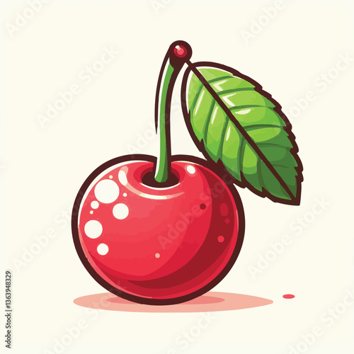 sweet, cherry, berry, fruit, food, red, cherries, leaf, juicy, illustration, fresh, background, vector, cute, summer, organic, green, design, isolated, nature, print, natural, art, vintage, vitamin, d