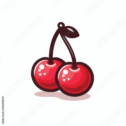 sweet, cherry, berry, fruit, food, red, cherries, leaf, juicy, illustration, fresh, background, vector, cute, summer, organic, green, design, isolated, nature, print, natural, art, vintage, vitamin, d