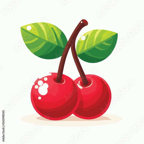 sweet, cherry, berry, fruit, food, red, cherries, leaf, juicy, illustration, fresh, background, vector, cute, summer, organic, green, design, isolated, nature, print, natural, art, vintage, vitamin, d