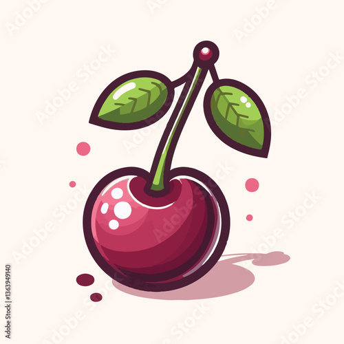 sweet, cherry, berry, fruit, food, red, cherries, leaf, juicy, illustration, fresh, background, vector, cute, summer, organic, green, design, isolated, nature, print, natural, art, vintage, vitamin, d
