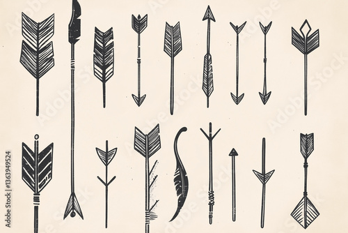 set of arrows on beige background 