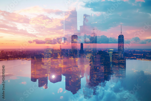 sunset over the city