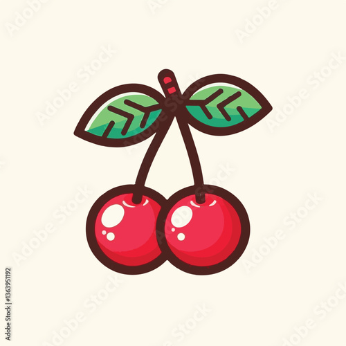 sweet, cherry, berry, fruit, food, red, cherries, leaf, juicy, illustration, fresh, background, vector, cute, summer, organic, green, design, isolated, nature, print, natural, art, vintage, vitamin, d