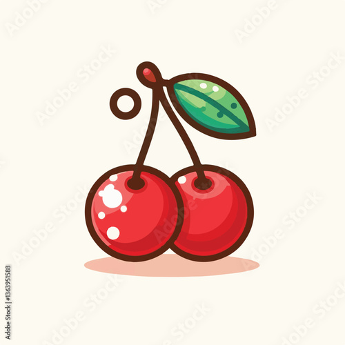 sweet, cherry, berry, fruit, food, red, cherries, leaf, juicy, illustration, fresh, background, vector, cute, summer, organic, green, design, isolated, nature, print, natural, art, vintage, vitamin, d