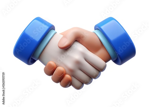 Agreement in Handshake: A symbolic handshake illustration representing agreement, collaboration, and mutual respect, with rendered textures and shadows, enhancing the digital artwork.