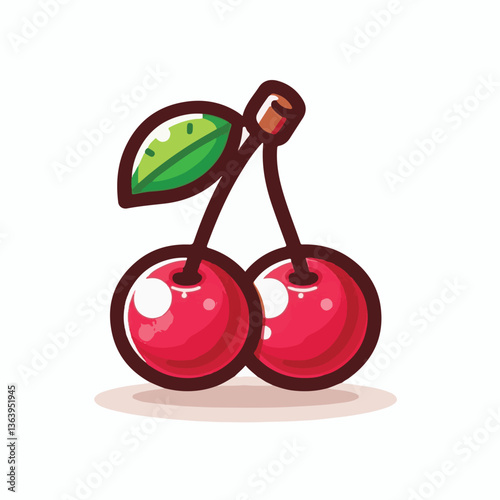 sweet, cherry, berry, fruit, food, red, cherries, leaf, juicy, illustration, fresh, background, vector, cute, summer, organic, green, design, isolated, nature, print, natural, art, vintage, vitamin, d