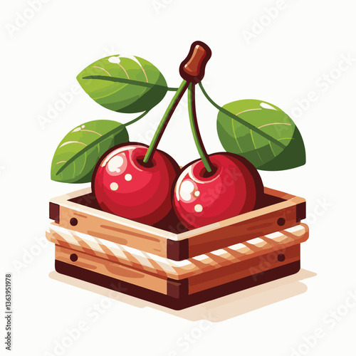 sweet, cherry, berry, fruit, food, red, cherries, leaf, juicy, illustration, fresh, background, vector, cute, summer, organic, green, design, isolated, nature, print, natural, art, vintage, vitamin, d