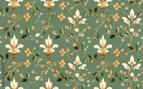 Retro style floral texture art background