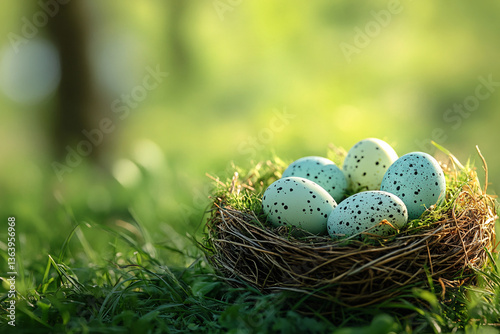 Colorful Easter Eggs in a Nest