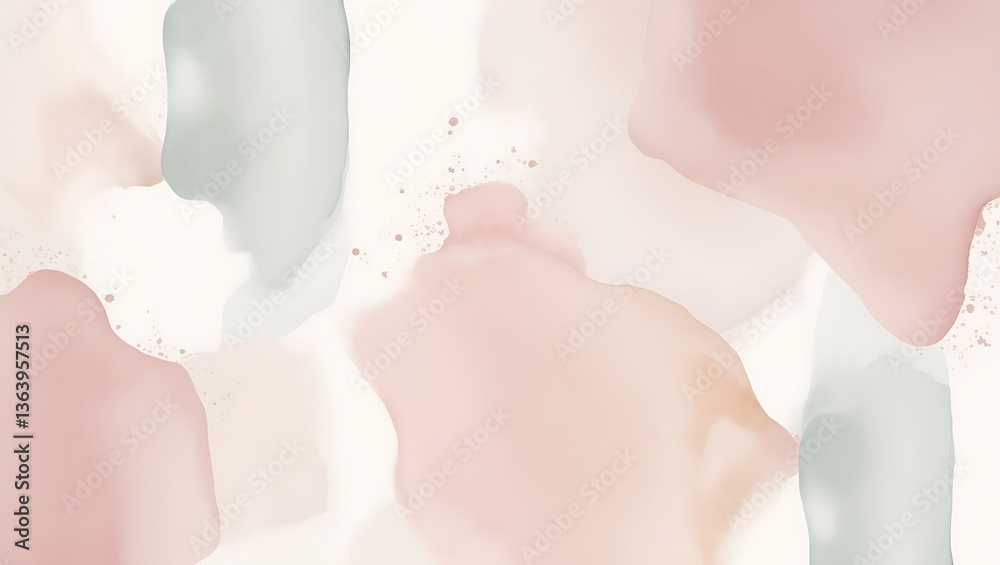 Fototapeta premium A soft minimalist abstract artwork with pastel watercolor textures