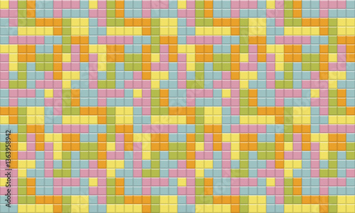 Block patterns, background images, and materials drawn in pale colors