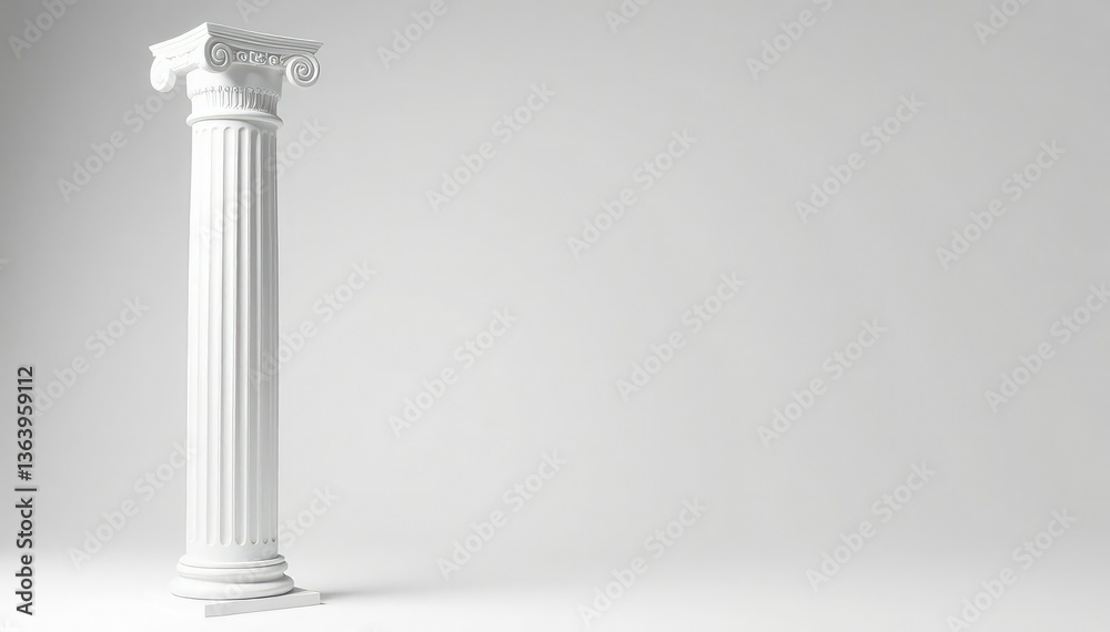 Elegant Roman column against stark white backdrop, aesthetic, monument Elegant Roman column against stark white backdrop, aesthetic, monument