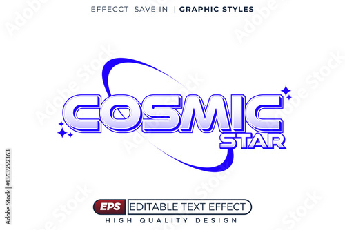 Editable 3d text effect cosmic star