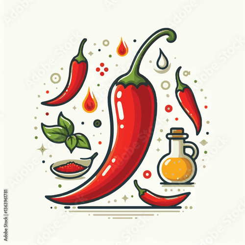 hot, chili, food, spicy, red, spice, vegetable, pepper, chilli, fresh, isolated, mexican, vector, background, ingredient, taste, organic, cooking, cuisine, jalapeno, flavor, plant, cayenne, paprika, h
