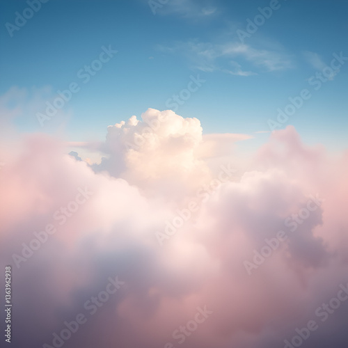 clouds made of smoke wit frame in center, dreamy cloudscape concept