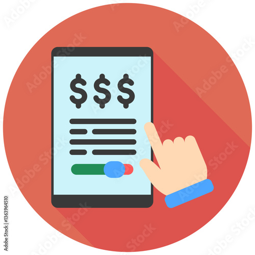 Authorization rounded flat mini illustration color icon, use for economy, business, finance, ecommerce, payment service UI, UX kit, app and web development, digital or print.