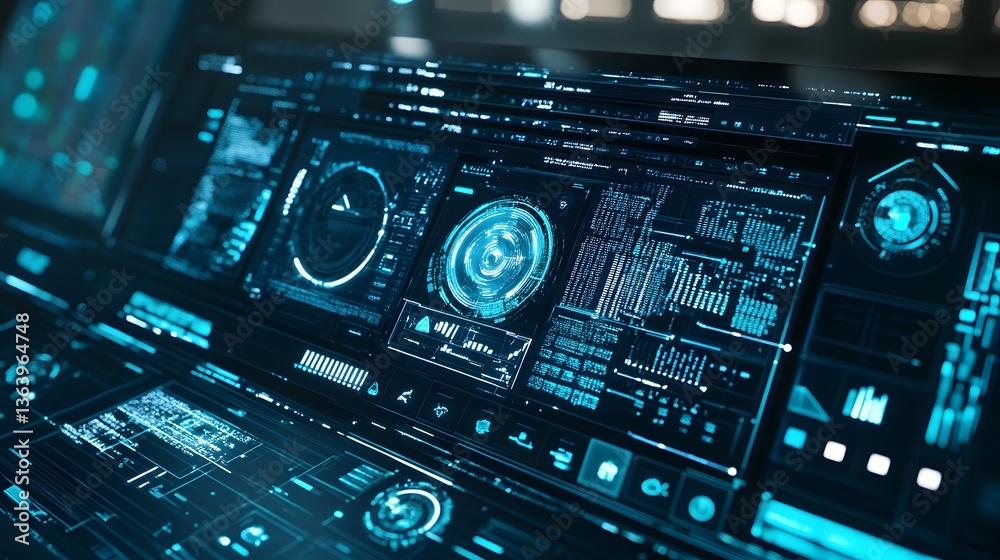 Fototapeta premium Futuristic ai tools redefine content creation in digital workspaces