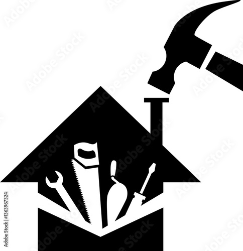 House Builder Logo,House Repair Service,Construction Building Worker Tool Handyman concept