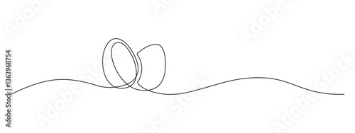 Easter eggs in one continuous line drawing. Greeting card and banner design in simple linear style. Editable stroke. Doodle oneline vector illustration