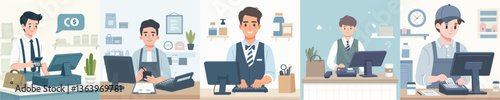 vector of young man guarding the cashier