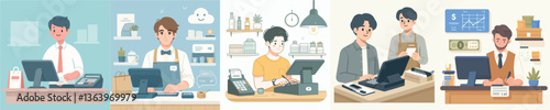 vector of young man guarding the cashier