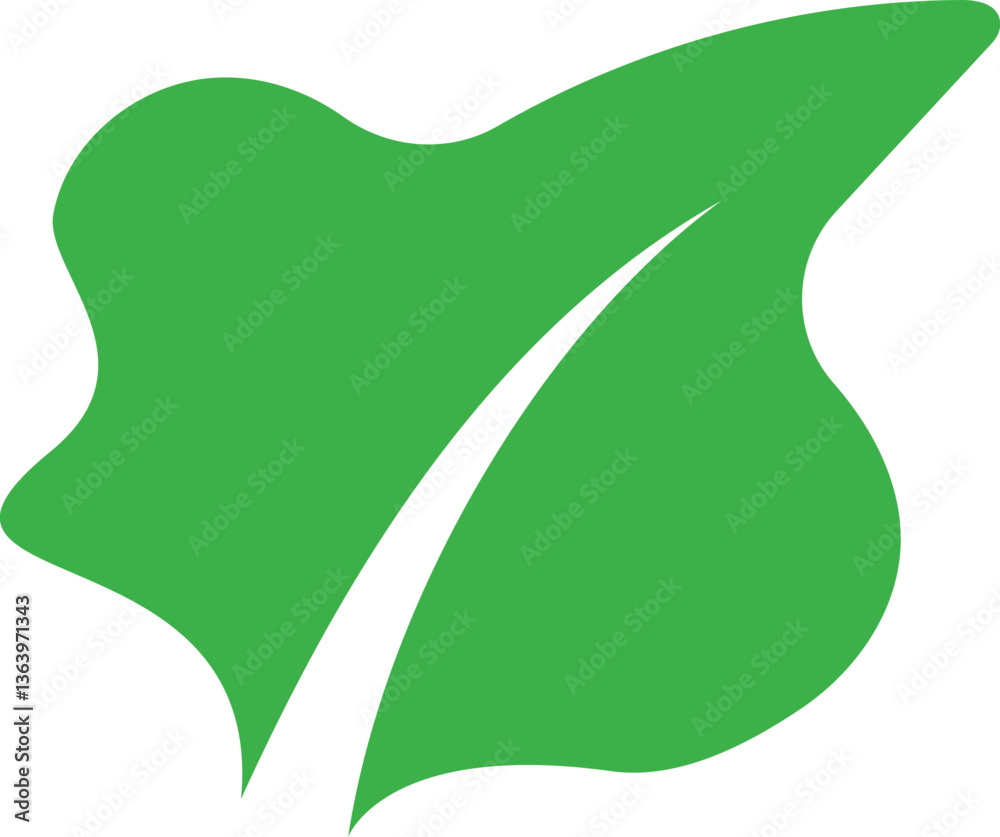 Fototapeta premium Stylized Green Eco Friendly Leaf Emblem Logo Vector