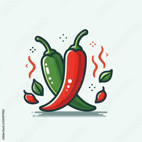 hot, chili, food, spicy, red, spice, vegetable, pepper, chilli, fresh, isolated, mexican, vector, background, ingredient, taste, organic, cooking, cuisine, jalapeno, flavor, plant, cayenne, paprika, h