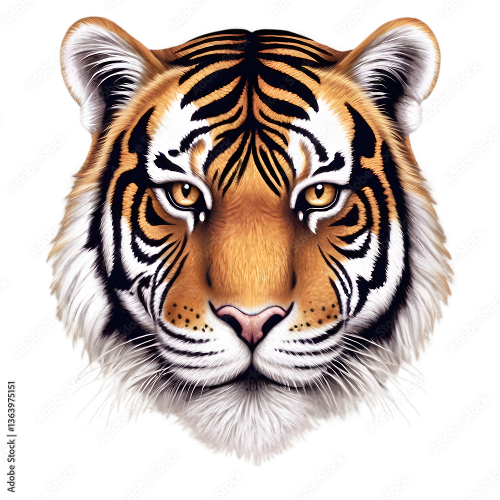 Fototapeta premium tiger face shot isolated on transparent background cutout