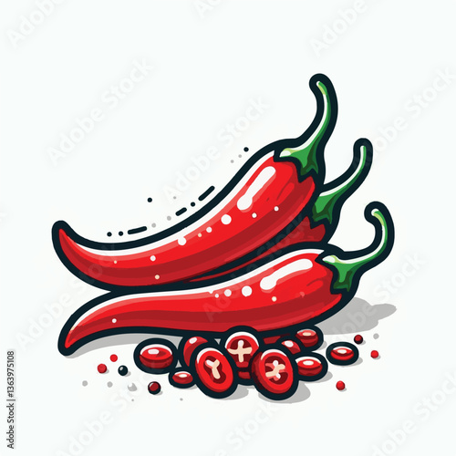 hot, chili, food, spicy, red, spice, vegetable, pepper, chilli, fresh, isolated, mexican, vector, background, ingredient, taste, organic, cooking, cuisine, jalapeno, flavor, plant, cayenne, paprika, h