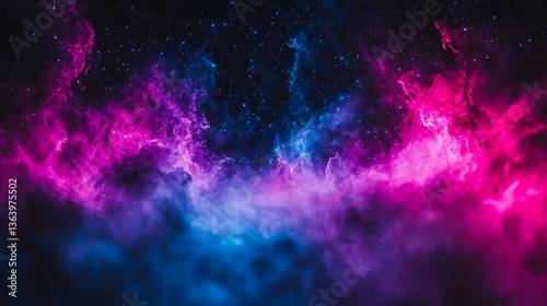 Pink and blue nebula in space. (1)