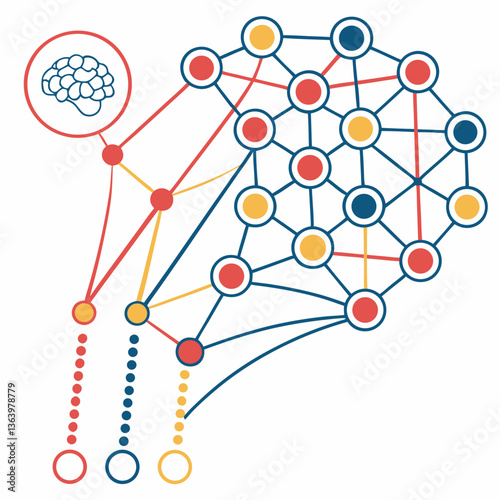 A neural network diagram vector illustration