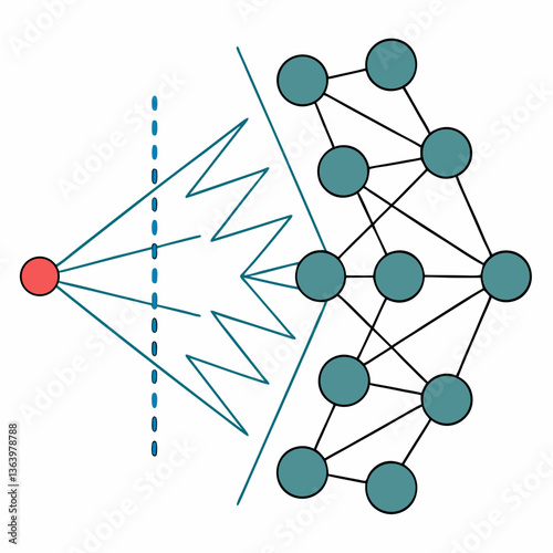 A neural network diagram vector illustration