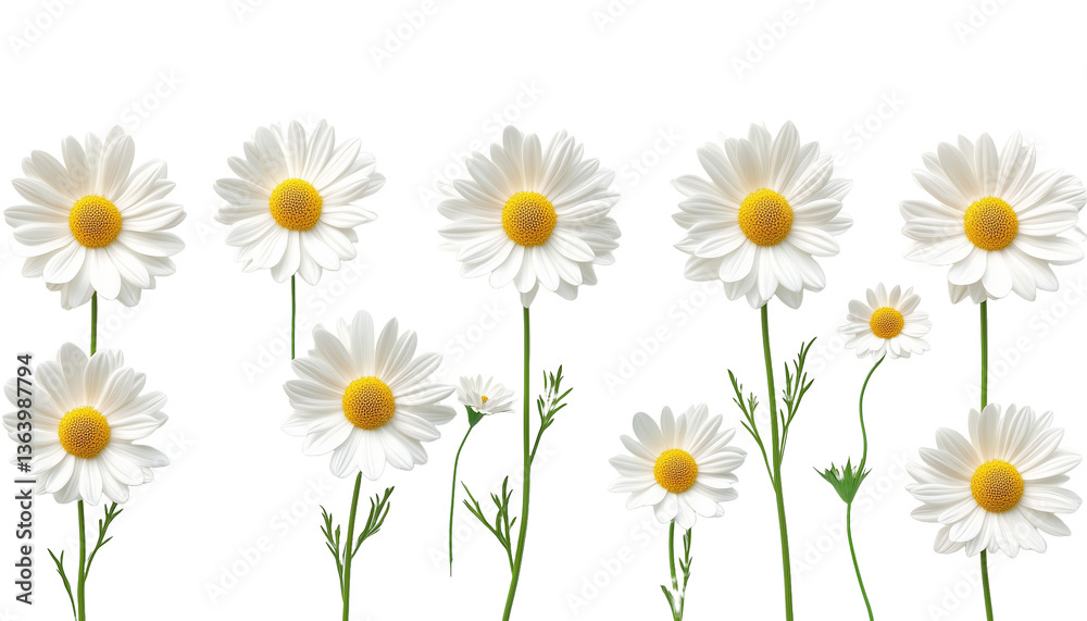 Obraz premium Daisies with Yellow Centers on Transparent
