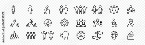 Community and Diversity Icons Set for Social Inclusion and Teamwork, People Icon Set - Community, Social Interaction, and Cultural Representation Vector Collection